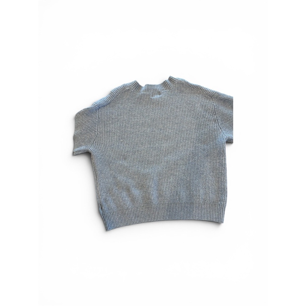 Womens Blue Gray Ribbed Knit Wool Blend Quiet Luxury Oversized Sweater Size‎ L - Picture 2 of 6